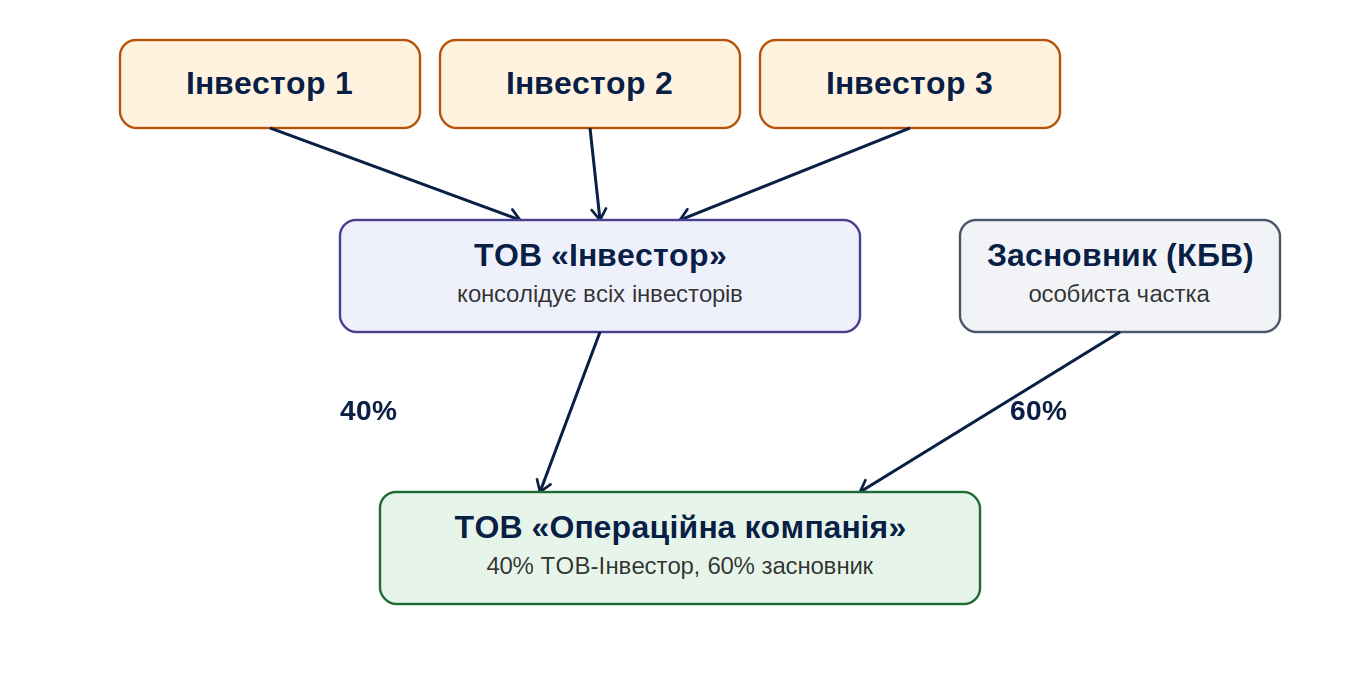 Модель №3: ТОВ інвесторів + операційна компанія